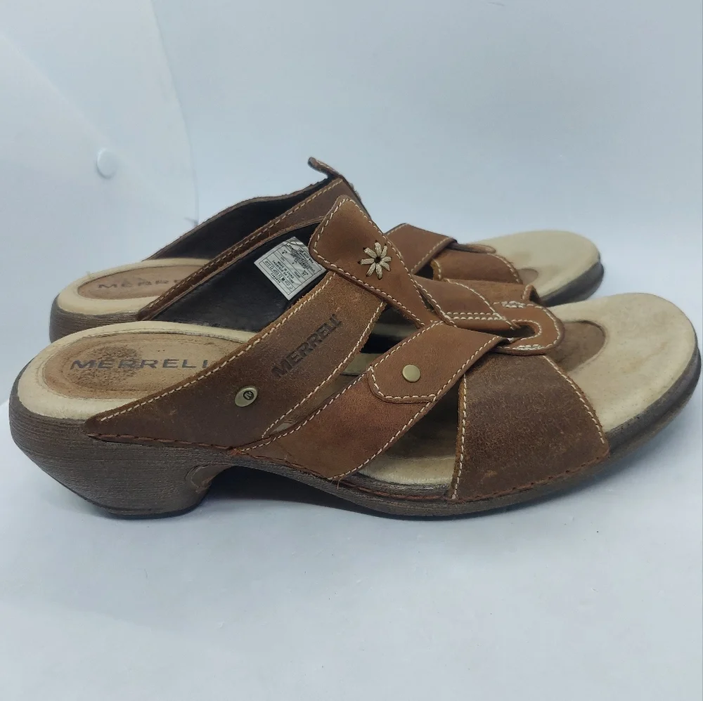 MERRELL Luxe Slide Mink Sandal Womens Sz 6 Brown Slip On Cushioned Comfort Shoes
